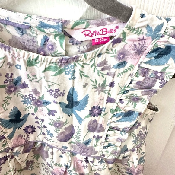 Ruffle Butts Waterfall Bubble Romper Woven Hello Spring Sleeveless 18-24 months - Picture 3 of 5